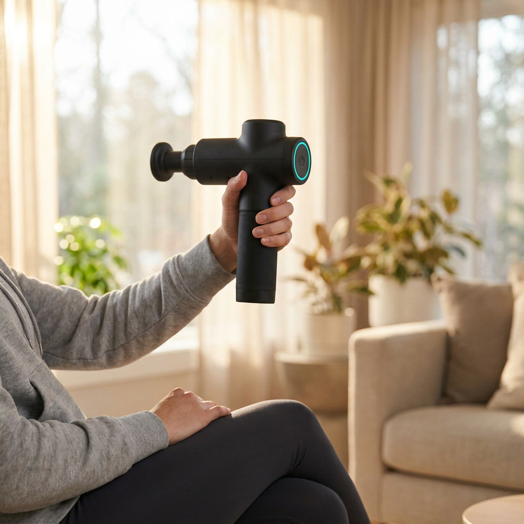 Phyzix Recover Massage Gun in use