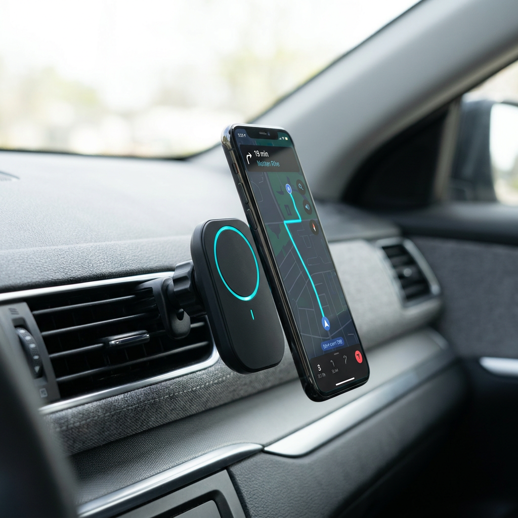 Phyzix Drive Car Charger holding a phone