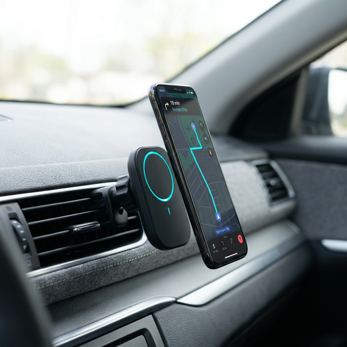 Phyzix Drive Car Charger holding a phone